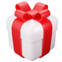 Gift Box with red Ribbon bow. 3D Cute Gift Box png