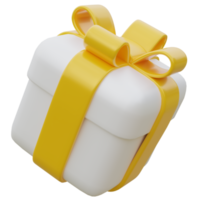 3D Gift Box with Yellow Ribbon. png