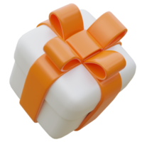 3d regalo scatola con arancia nastro. png