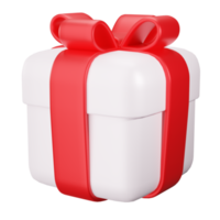 Gift Box with red Ribbon bow. 3D Cute Gift Box png