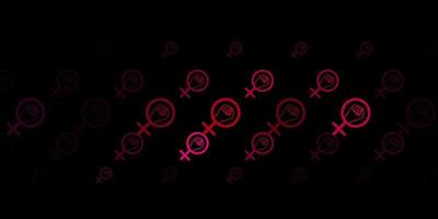 Dark Pink vector texture with women's rights symbols.