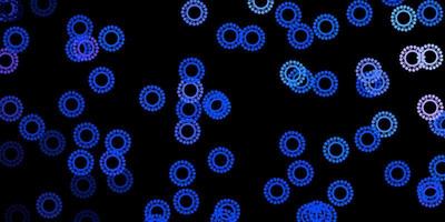 Dark blue vector pattern with coronavirus elements.