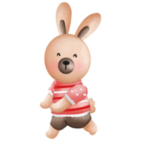 acuarela lindo conejo pascua, conejito de pascua, conejo estilo bohemio de dibujos animados, conejo conejito niños png