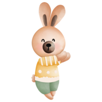 acuarela lindo conejo pascua, conejito de pascua, conejo estilo bohemio de dibujos animados, conejo conejito niños png