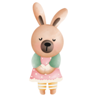 Watercolor cute rabbit easter, bunny easter, Rabbit bohemian cartoon style, Rabbit bunny kids png