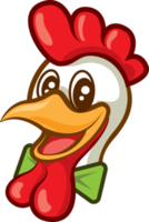 cabeça de galinha com personagem de desenho animado de gravata borboleta isolada png