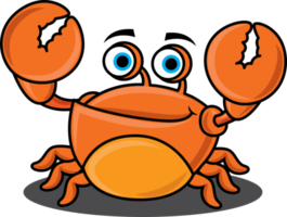 Cute seafood crab lifting up claws and smile cartoon character png