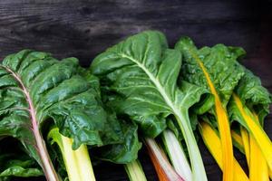 Multicolored chard leaves from the organic garden photo