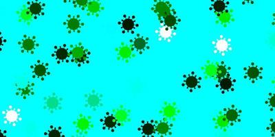 plantilla de vector azul claro, verde con signos de gripe.