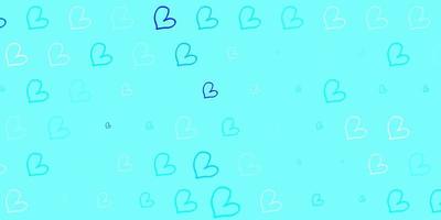 Light BLUE vector pattern with colorful hearts.