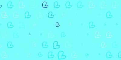 Light BLUE vector pattern with colorful hearts.