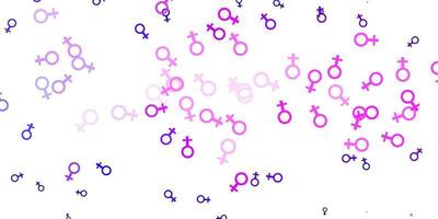 Light Pink vector texture with women's rights symbols.