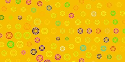 Light Multicolor vector background with occult symbols.