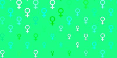 Fondo de vector azul claro, verde con símbolos de mujer.