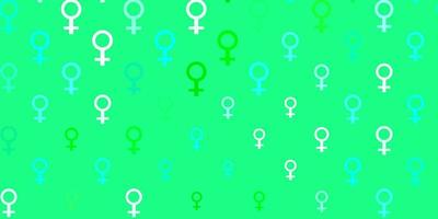 Light Blue, Green vector background with woman symbols.