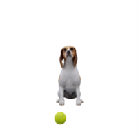 3d söt hund spela med boll png