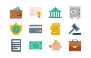 Banking Flat Color Icons Collection vector