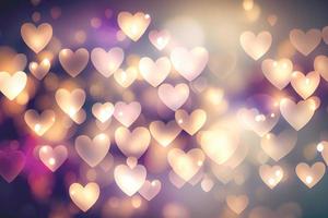 Abstract texture of bokeh heart shaped light. Love Valentine day concept. Sparkling light background photo