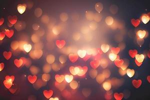 Abstract texture of bokeh heart shaped light. Love Valentine day concept. Sparkling light background photo