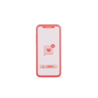 chat de burbujas de san valentín con ilustración 3d de teléfono inteligente