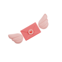 illustration 3d de l'enveloppe de la saint-valentin png