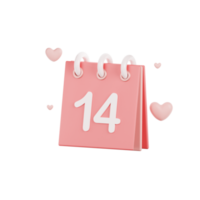 ilustração 3d do calendário dos namorados png