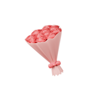 balde de flores dos namorados ilustração 3d png