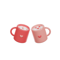 ilustração 3d de caneca de coração dos namorados png