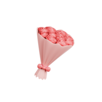 valentine flower bucket 3d Illustration png