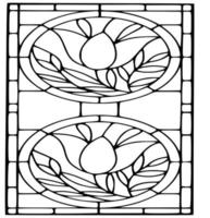 Black and white stained glass template and patterns vector