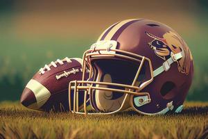 American Football and Helmet on the Field background photo
