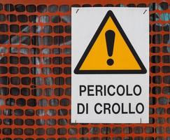 Danger of collapse Italian warning sign photo