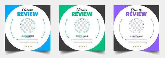 client feedback social media post banner set. Customer feedback testimonial social media post web banner template. client testimonials social media post banner design template. vector