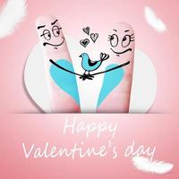 Happy finger couple in love celebrating Valentine day. 3d illustration. photo