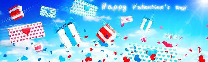 Happy Valentine's Day background with heaven. Love concept. 3d Illustration photo