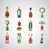 Icons of tools and stationery vector illustration