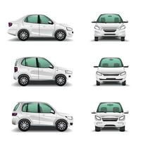 White car side and front view vector illustration