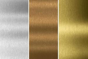 Gold, silver and bronze collection. Metal background. 3d rendering photo