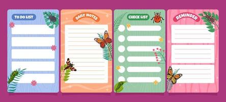 Spring Insects Journal Templates Collection Set vector