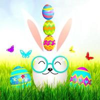 Funny Easter bunny. Happy Easter holiday concept. 3d illustration photo