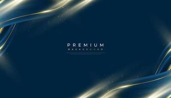 Luxury Blue and Gold Background in Paper Cut Style with Shining and Sparkling Gold Light Effect. Can be Used for Award, Banner, Card, Nomination, Ceremony, Formal Invitation or Certificate Design vector