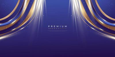 Luxury Blue and Gold Background in Paper Cut Style with Shining Golden Light. Can be Used for Award, Banner, Card, Nomination, Ceremony, Formal Invitation or Certificate Design vector