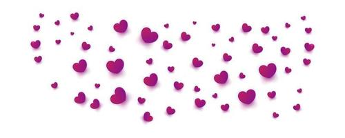 Cute Purple Hearts Scattered on Transparent Background. Valentine's Day Decoration Elements vector