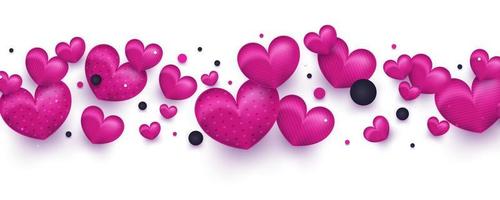 linda ilustración de globos de corazón púrpura 3d aislada en fondo transparente. elementos de decoración del día de san valentín vector