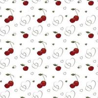 Heart and cherry diagonal repetitive pattern, screen or print design for loving and loved vector