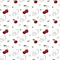 Heart and cherry diagonal repetitive pattern, screen or print design for loving and loved vector