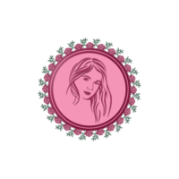 Women's Day with frame of flower and leaves. png