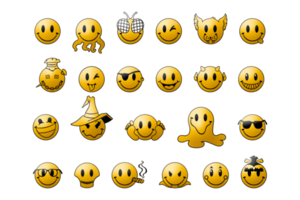 Runde gelbe Cartoon-Blase-Emoticons png