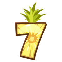 tecknad serie ananas siffra 7, siffra sju png