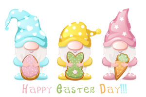 Cartoon gnomes with cookies for Easter png